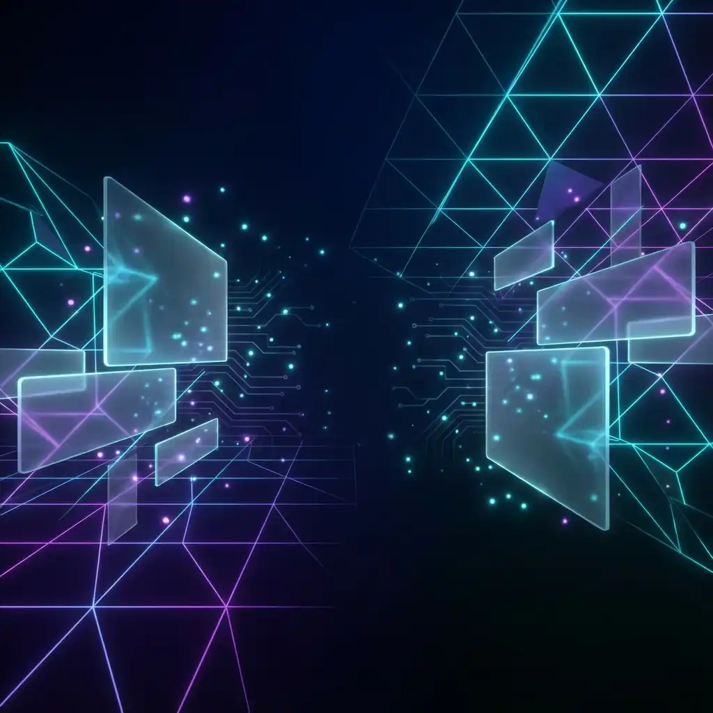 Fondo tecnológico abstracto con patrones geométricos neón