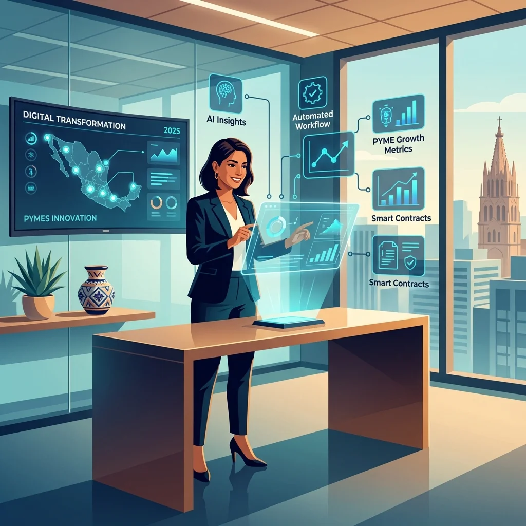 Empresario mexicano utilizando inteligencia artificial para automatizar procesos empresariales